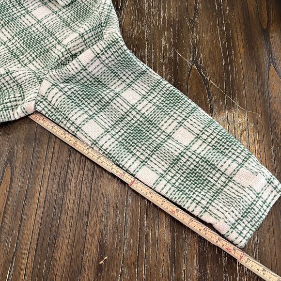 Ott Green & White Plaid Button Front Shacket Jacket – Size M/L - Picture 11 of 13